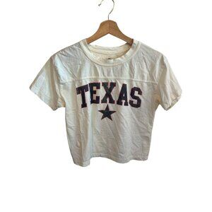 Social Culture White Texas Country Short Sleeve Crop Top Tshirt Women's Size S
